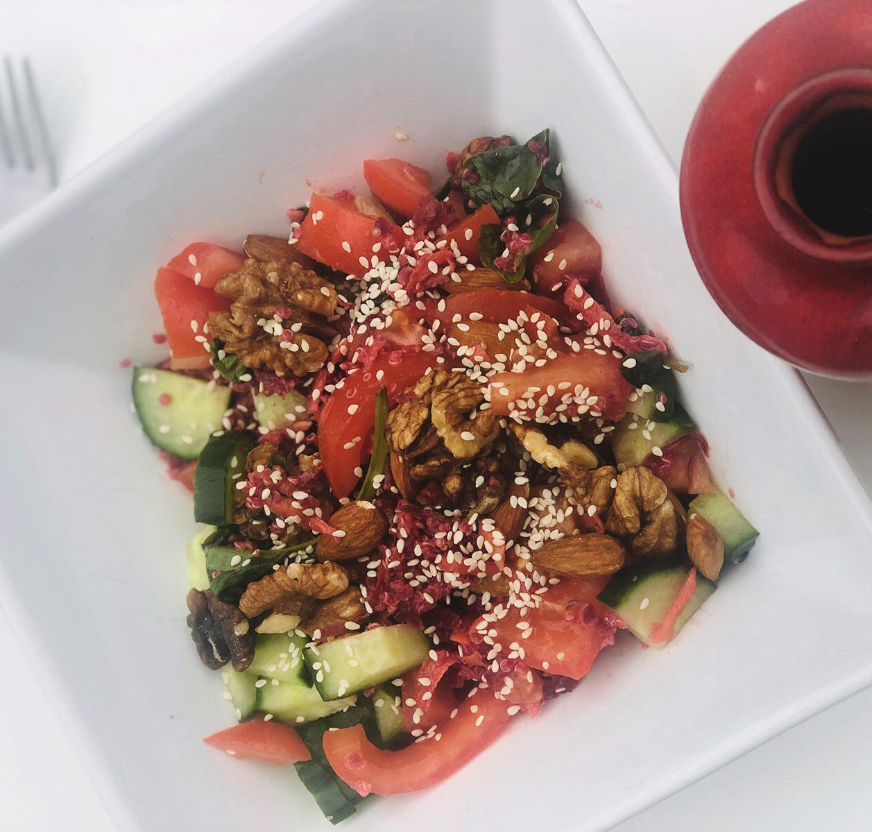 Photo displaying nutty kale salad in a plate.