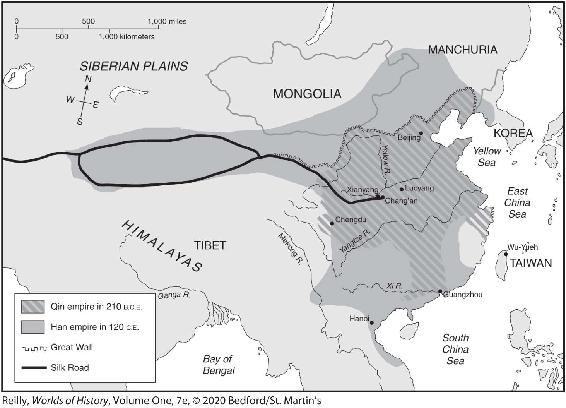 A map shows the areas occupied by the Chinese Empire.