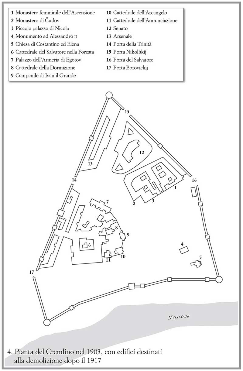 Pianta del Cremlino nel 1903, inclusi edifici destinati alla demolizione nel 1917