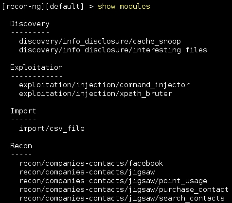 The Recon-ng tool – a framework for information gathering