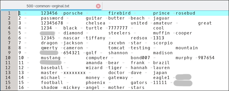 Cleaning a password list