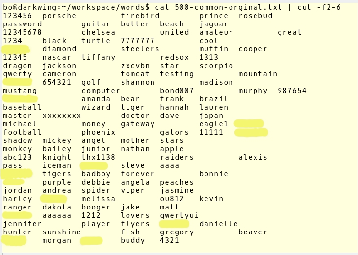 Cleaning a password list