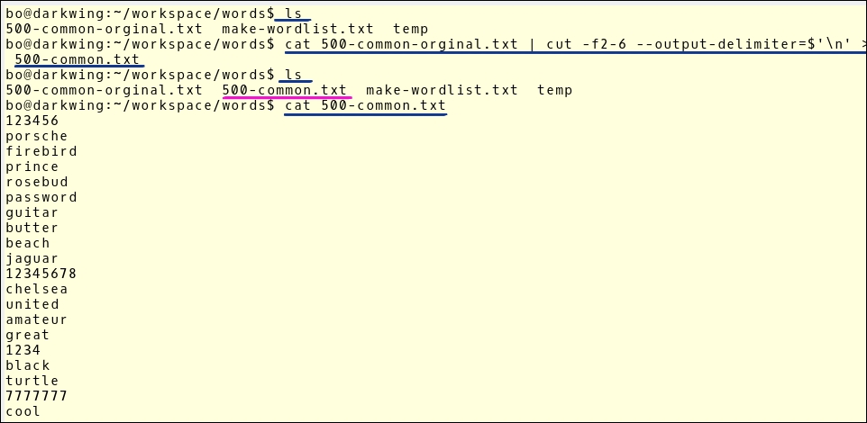 Cleaning a password list