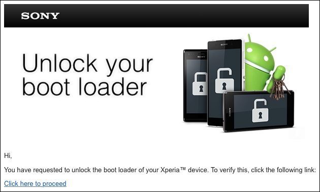 Unlocking boot loader on Sony through a vendor specified method