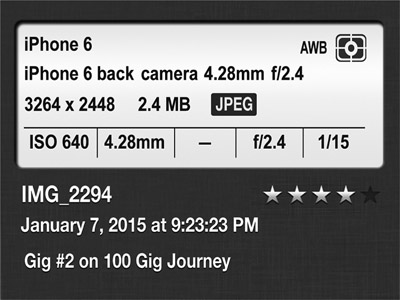 Figure 17.2 iPhoto Metadata for Image Imported from an iPhone