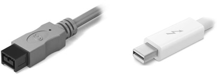 Figure 18.6 FireWire 800 Cable and Thunderbolt Cable