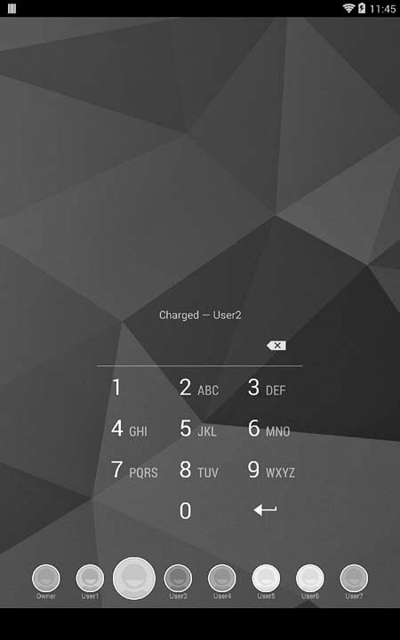 Lockscreen with user switcher widget