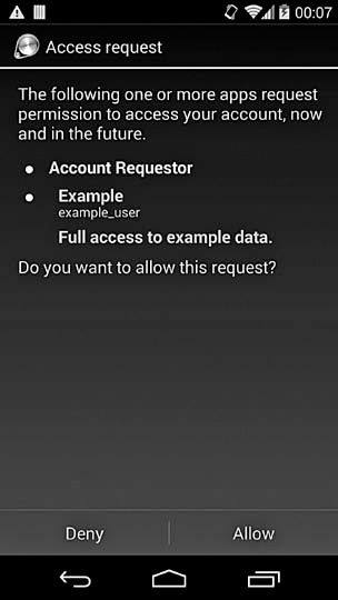 Account access request dialog