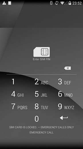 SIM unlock screen