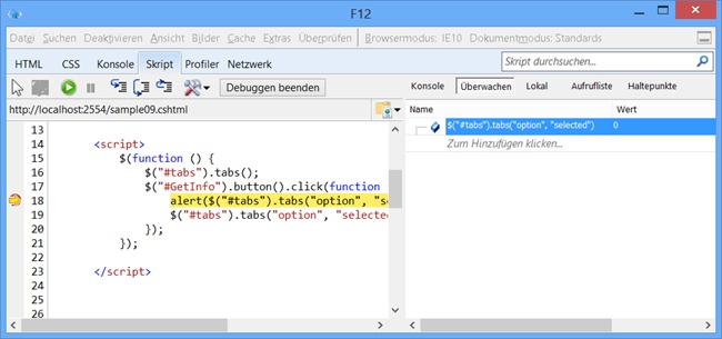 JavaScript im IE debuggen