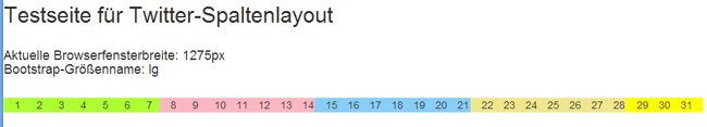 Testseite mit 31 Spalten in Größe lg