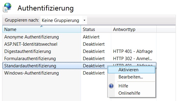 HTTP BASIC aktivieren