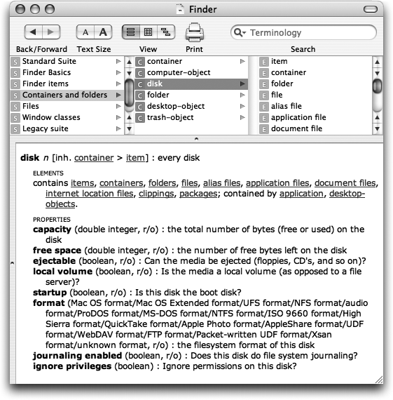 The dictionary display in Script Editor 2.1