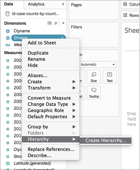 A screenshot illustrates the process of creating of hierarchies.