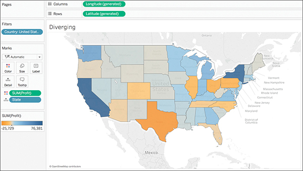 A screenshot shows the use of diverging a color palette with a choropleth map as an example.