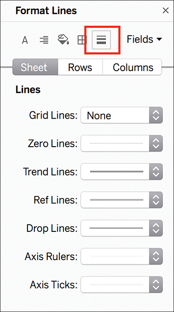 A screenshot shows the Format Lines pane.