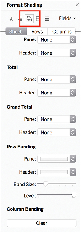 A screenshot shows the Format Shading pane of the Tableau interface.