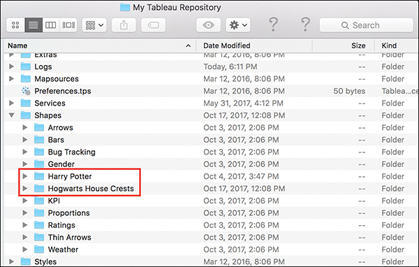 A screenshot of a folder named "My Tableau Repository."