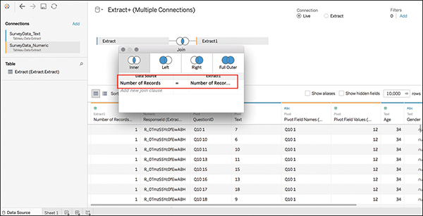 A screenshot shows an example of a bad join created in the Tableau interface.