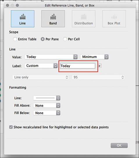 A screenshot of the "Edit Reference Line, Band, or Box."