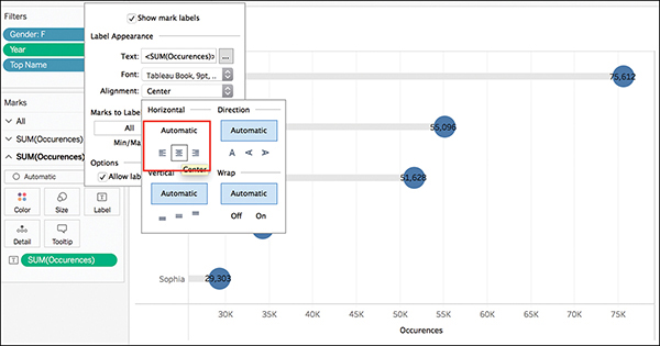 A screenshot illustrates the use of Formatting mark labels.