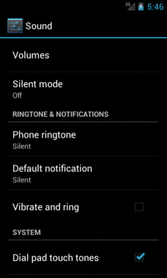 Sound Settings Screen