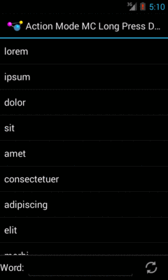 Action Mode Long Press Demo, As Initially Launched