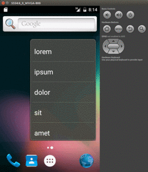 Resized LoremWidget on Android Home Screen