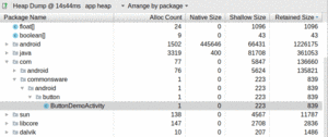 Heap Dump UI, Showing Leaked Activity