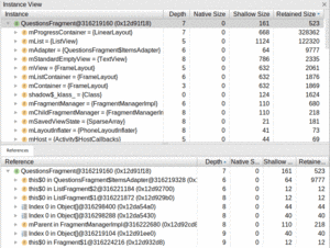 Android Studio Heap Dump, Instance Tree