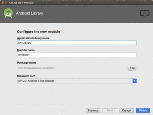 Android Studio New-Module Wizard, Second Page