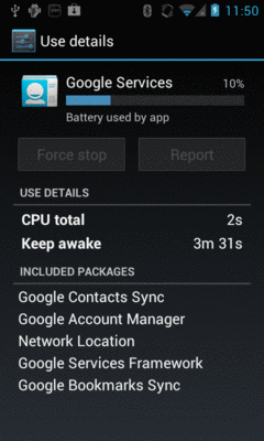 Battery Details Screen from Settings App