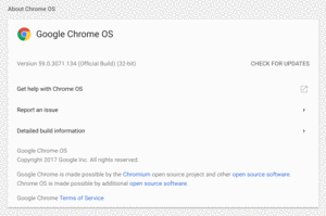 Chrome OS About Screen