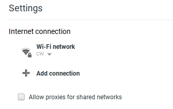 Chrome OS Settings, Internet Connection Section