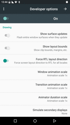 Developer Options in Settings, Forced-RTL Mode