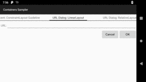 URL-Dialog Layout, Using LinearLayout