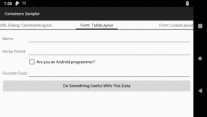 Form Layout, Using TableLayout