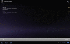 The XOOM tablets music track picker