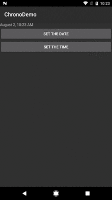 ChronoDemo, As Initially Launched, on Android 7.1