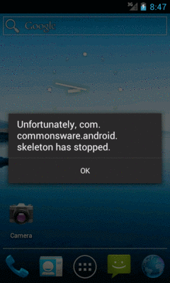 A Crash Dialog on Android 4.0.3