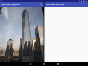 Split-Screen Drag Demo, With Both Activities Showing