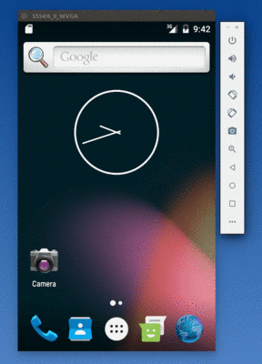 Android Emulator, with Sidebar on the Right