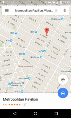 Google Maps, with a Pair of FABs, on a Nexus 4