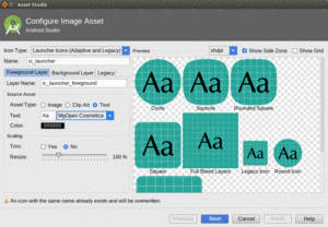 Asset Studio, Showing Text Options