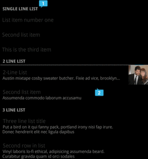 ListView with Row Structure Mix (image courtesy of Google)