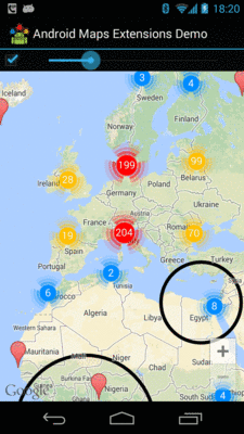 Same Map with Cluster Markers (from Android Maps Extensions demo app)