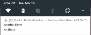 Stacked Notification, Showing Summary