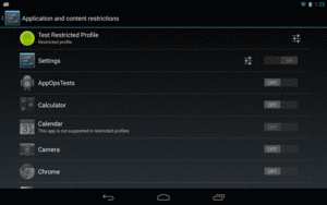 Restricted Profile Configuration Screen in Settings