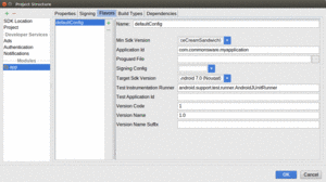 Project Structure Dialog, Module Category, Flavors Tab